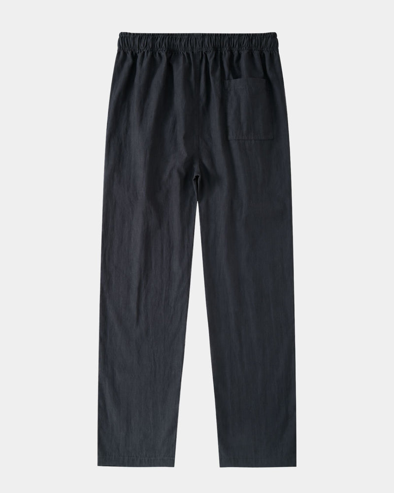 Pantalon bleu marine foncé à cordon de serrage, photo produit à plat de dos