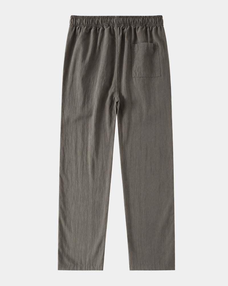 Pantalon gris olive à cordon de serrage, photo produit à plat de dos