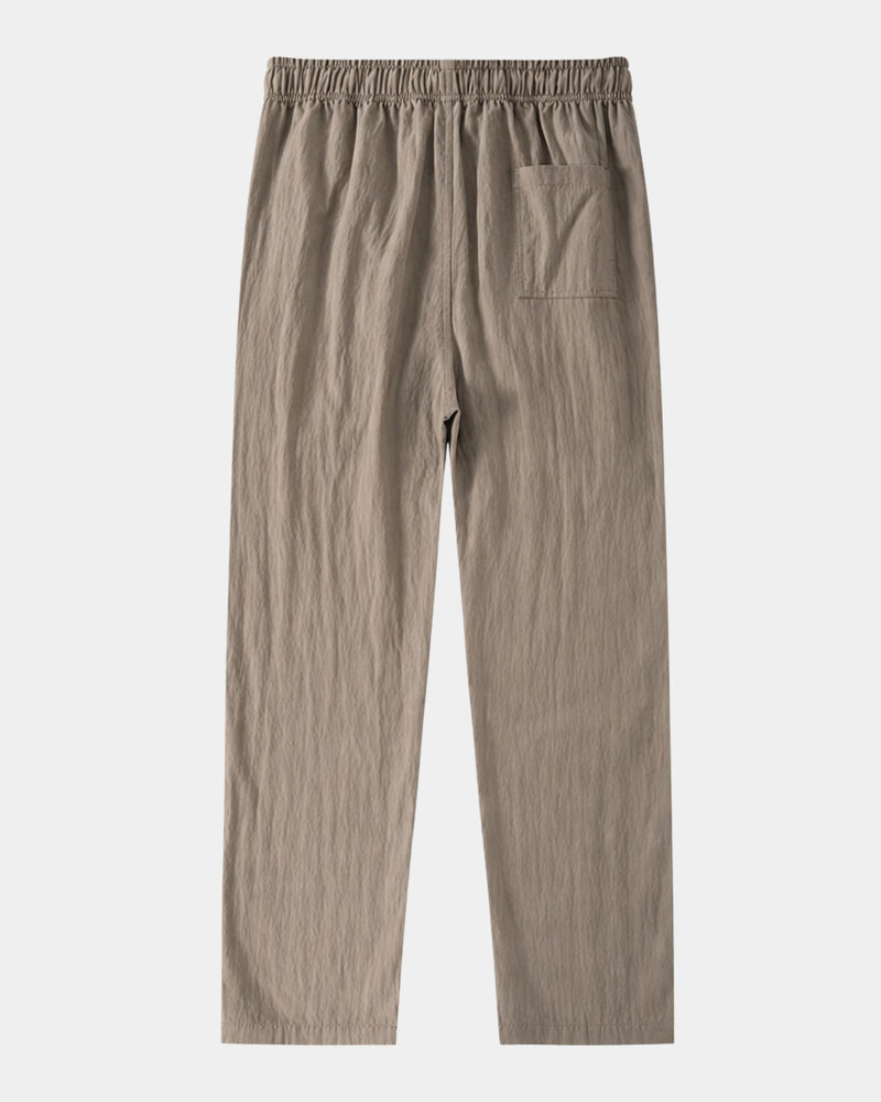 Pantalon kaki à cordon de serrage, photo produit à plat de dos