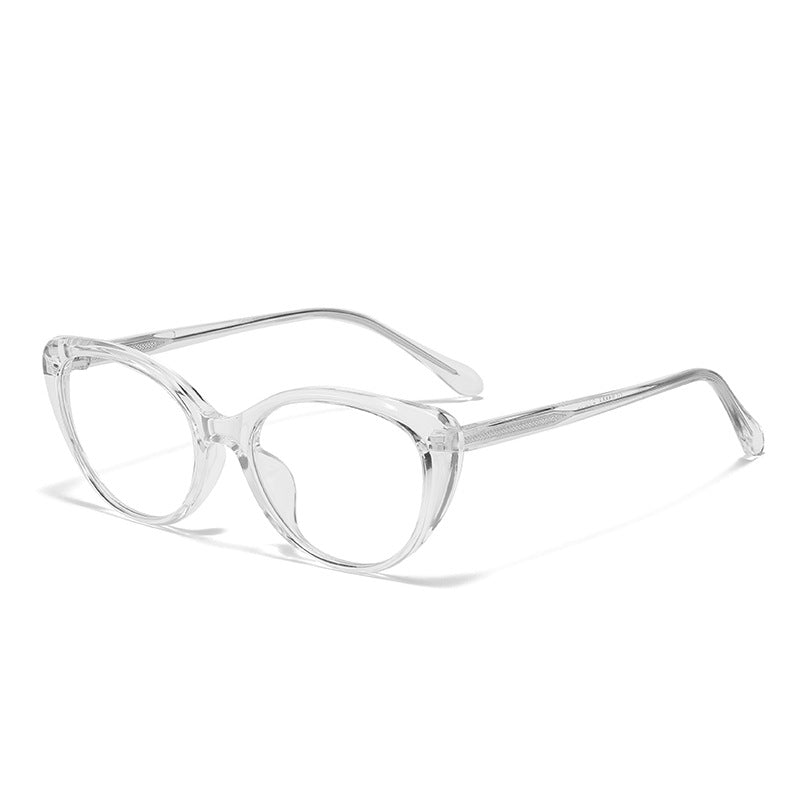 Lunettes à monture œil-de-chat transparente, photo produit en angle